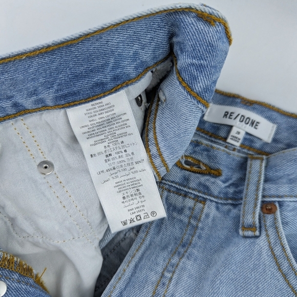 Re/Done Denim Shorts Raw Hem High Rise Button Fly Cut Off Airy Indigo 28 NWOT - Picture 7 of 14